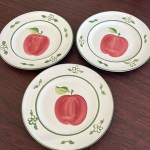 Hand painted apple salad or dessert plates Set of 3